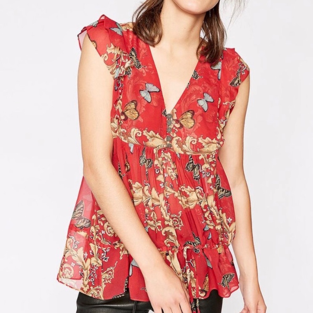The Kooples silk Butterfly Silk Top, NWOT